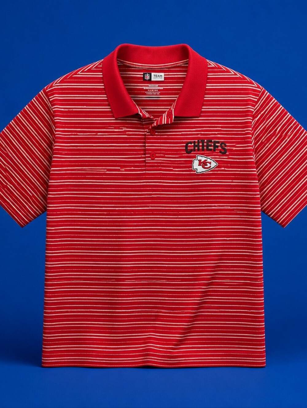 NFL Team Apparel Kansas City Chiefs Striped Golf Polo in the team' colors